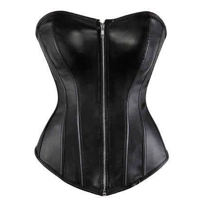 Bonded Leather Bustier Corset Top for Women Faux Leather Bustier Corset Top Steampunk Waist Cincher.