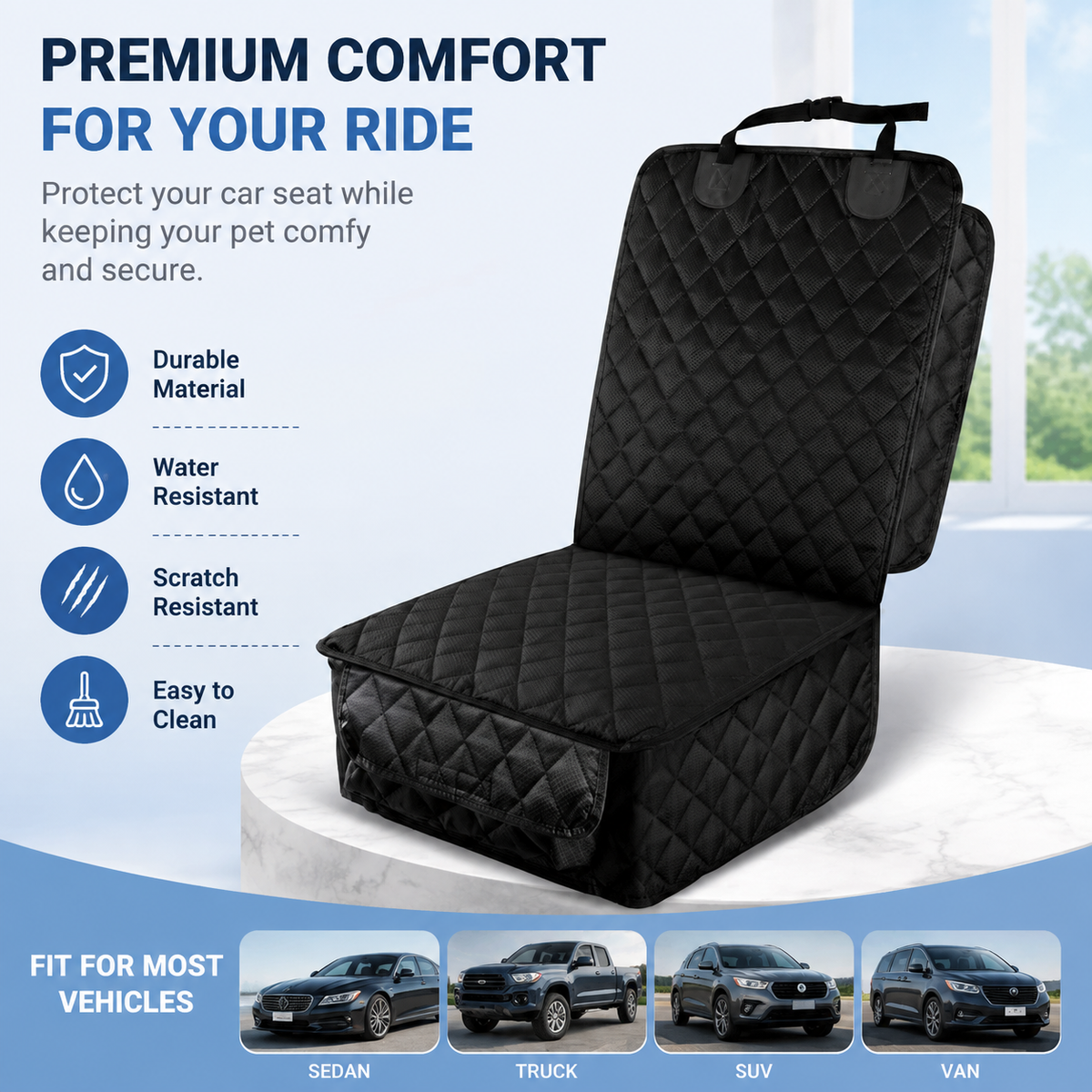 Waterproof Front Seat Pet Car Cover, 2 Pack, Dog Seat Protector for Hair, Dirt & Spills
