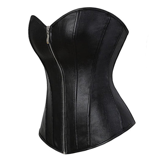 Bonded Leather Bustier Corset Top for Women Faux Leather Bustier Corset Top Steampunk Waist Cincher.