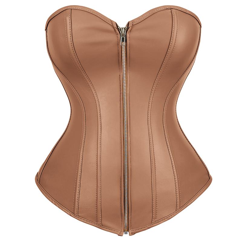 Bonded Leather Bustier Corset Top for Women Faux Leather Bustier Corset Top Steampunk Waist Cincher.