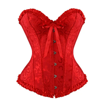 Overbust Corset Top Floral Renaissance Womens Lace Up Boned Overbust Corset Bustier.
