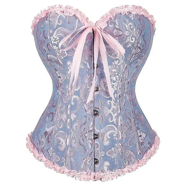 Overbust Corset Top Floral Renaissance Womens Lace Up Boned Overbust Corset Bustier.