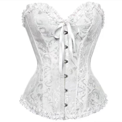 Women's Lace Up Boned Overbust Corset Bustier Lingerie Bodyshaper TopRenaissance