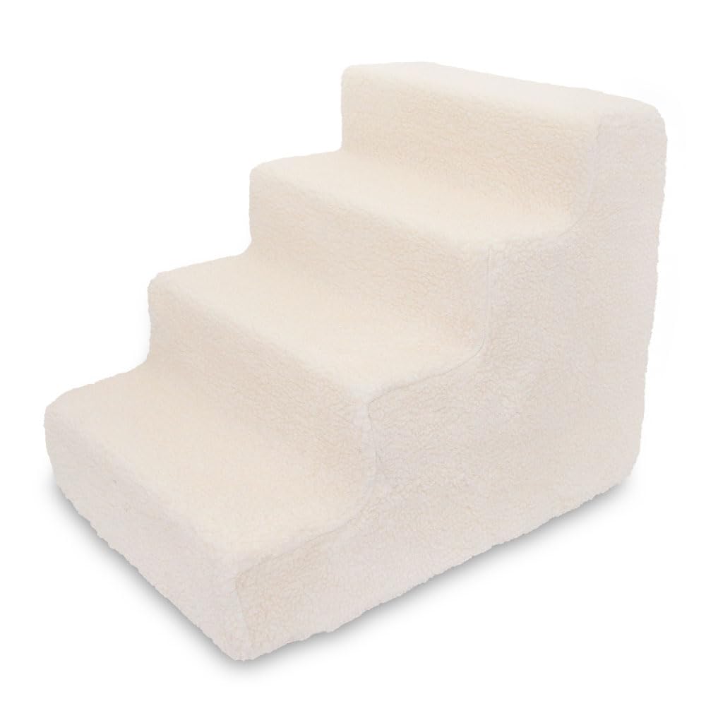 4-Step Dog Stairs for Small Dogs & Cats – 18" Foam Pet Steps for Bed & Couch