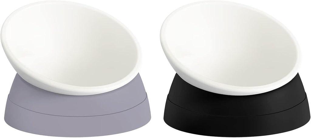 2-Pack Adjustable Tilted Cat Bowls – 17 oz
