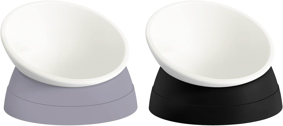 2-Pack Adjustable Tilted Cat Bowls – 17 oz