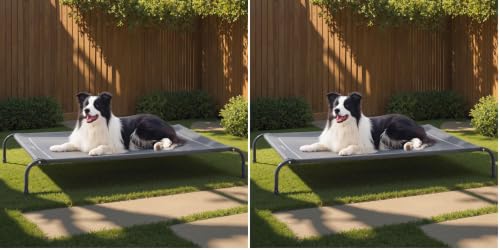 49" Large Elevated Cooling Dog Bed – Breathable Raised Outdoor Pet Cot, Grey