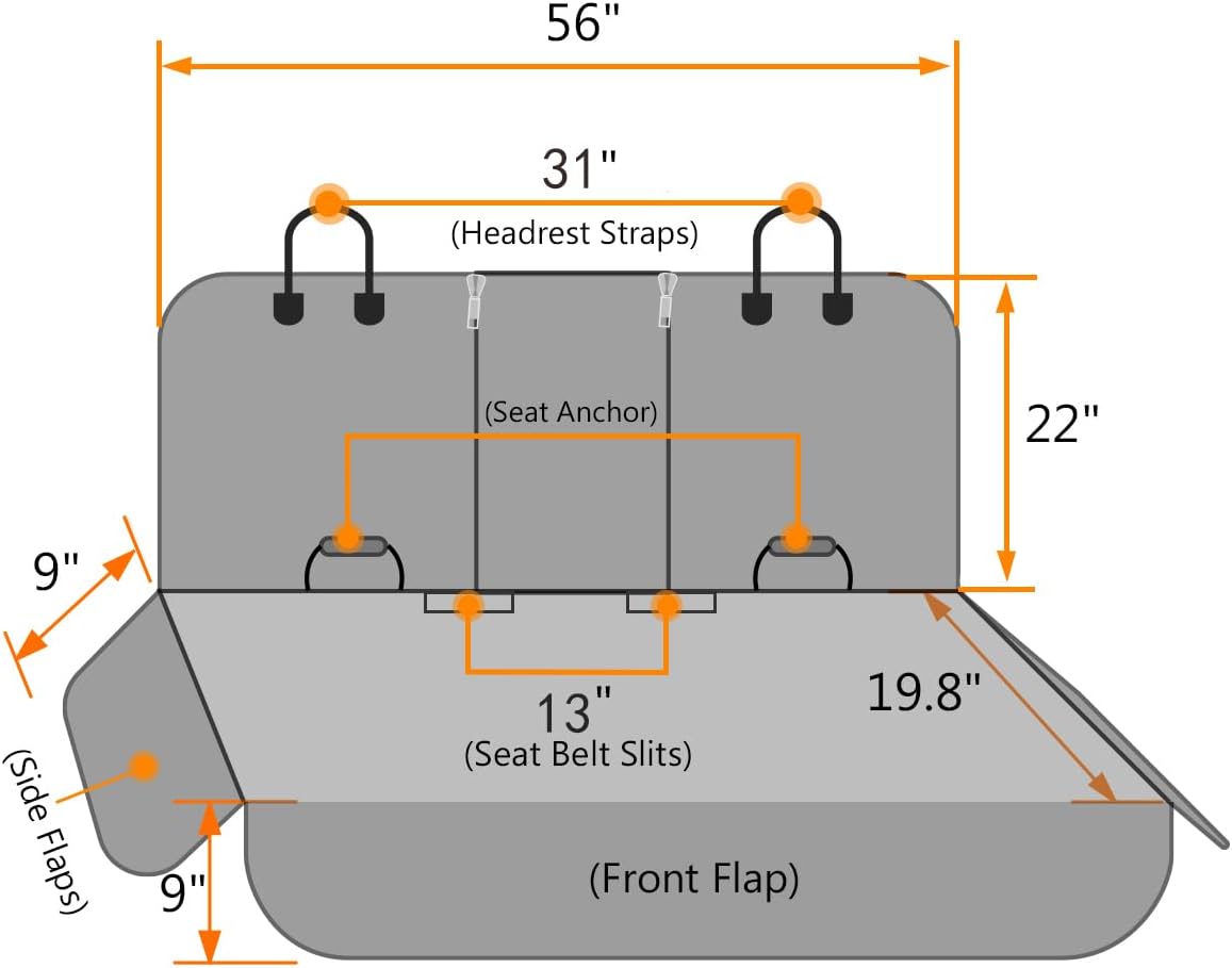 Water-Resistant Dog Car Seat Cover with Side Flaps for Cars and SUVs