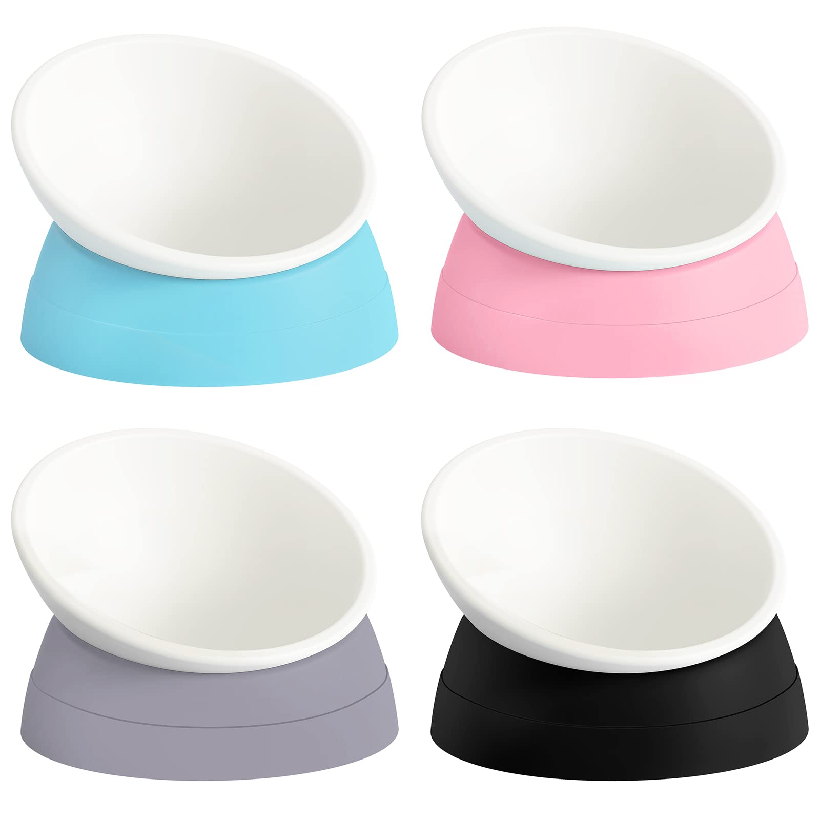 2-Pack Adjustable Tilted Cat Bowls – 17 oz