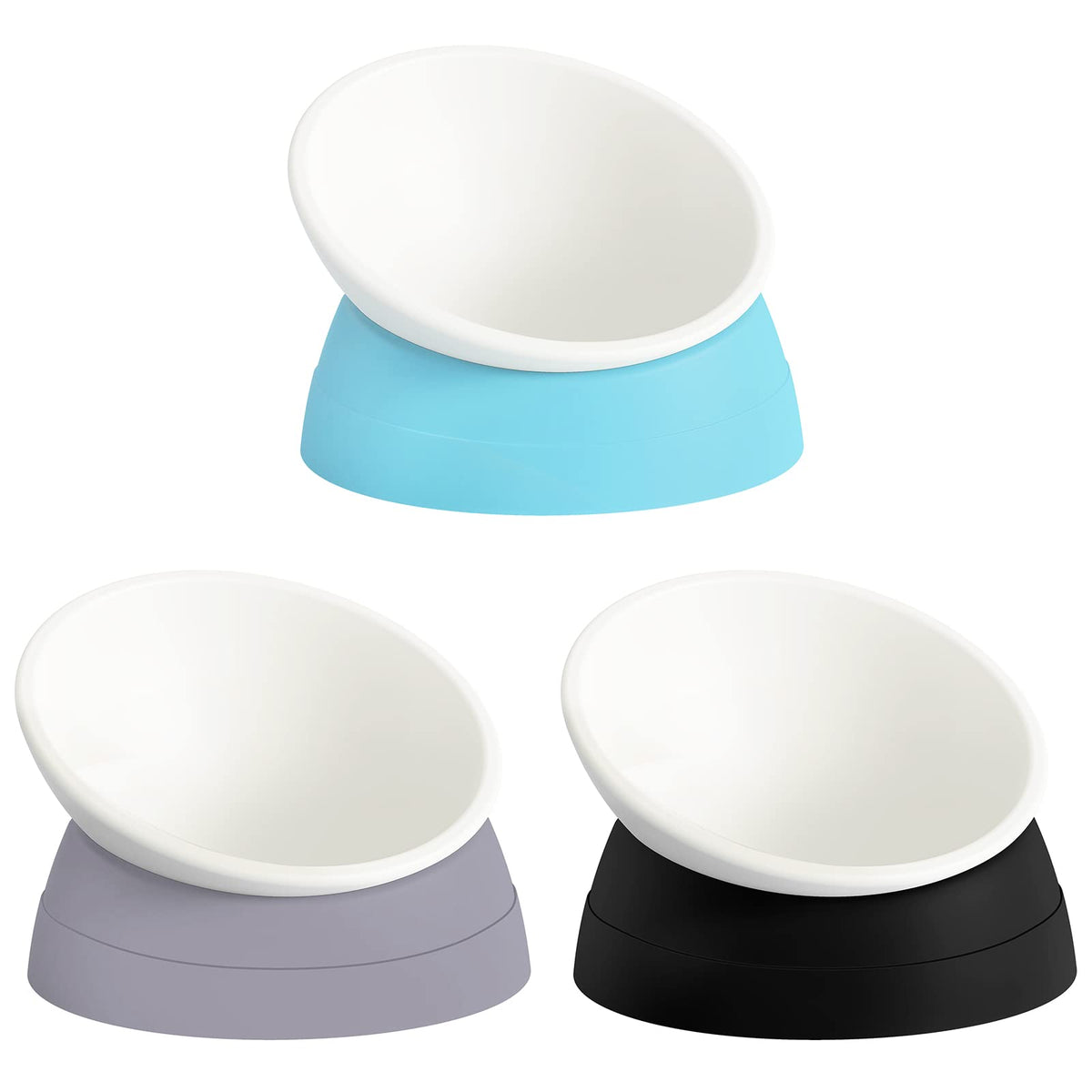 2-Pack Adjustable Tilted Cat Bowls – 17 oz