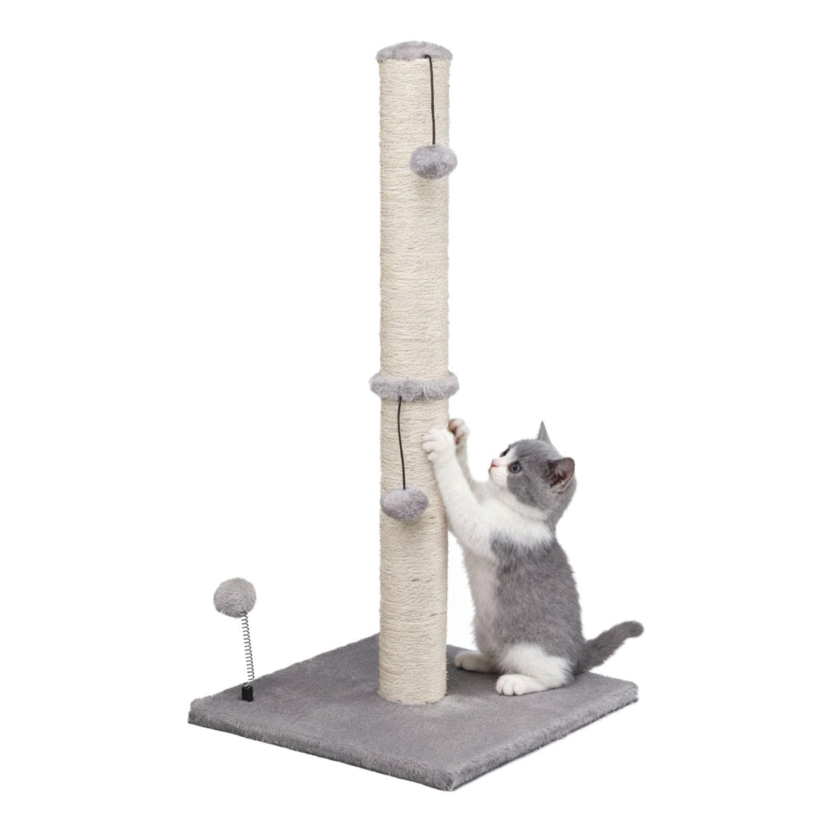 Cat Scratching Post for Kittens – Sisal Scratcher with Hanging Ball, Beige