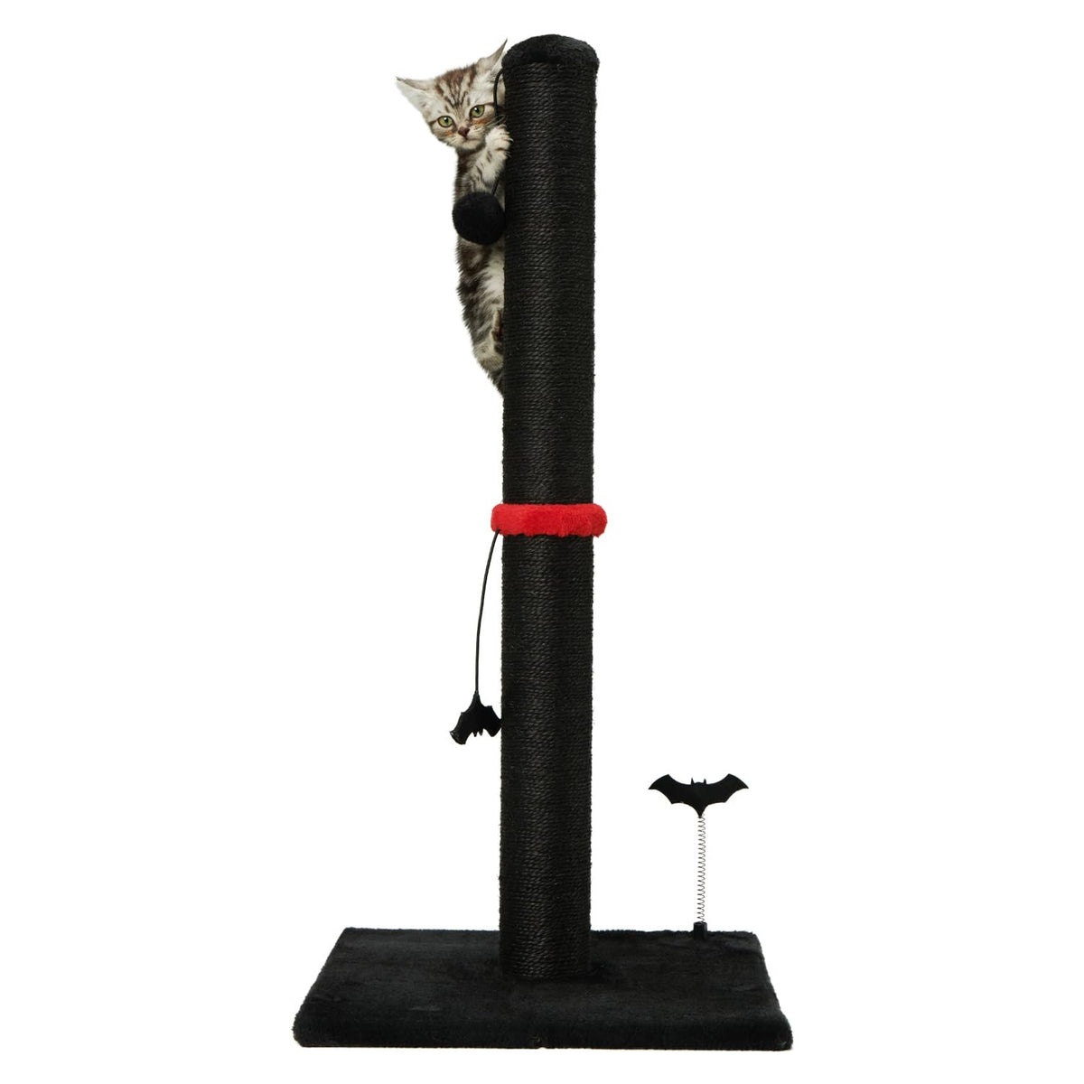34" Tall Cat Scratching Post with Hanging Ball – Sisal Scratcher for Indoor Cats, Beige