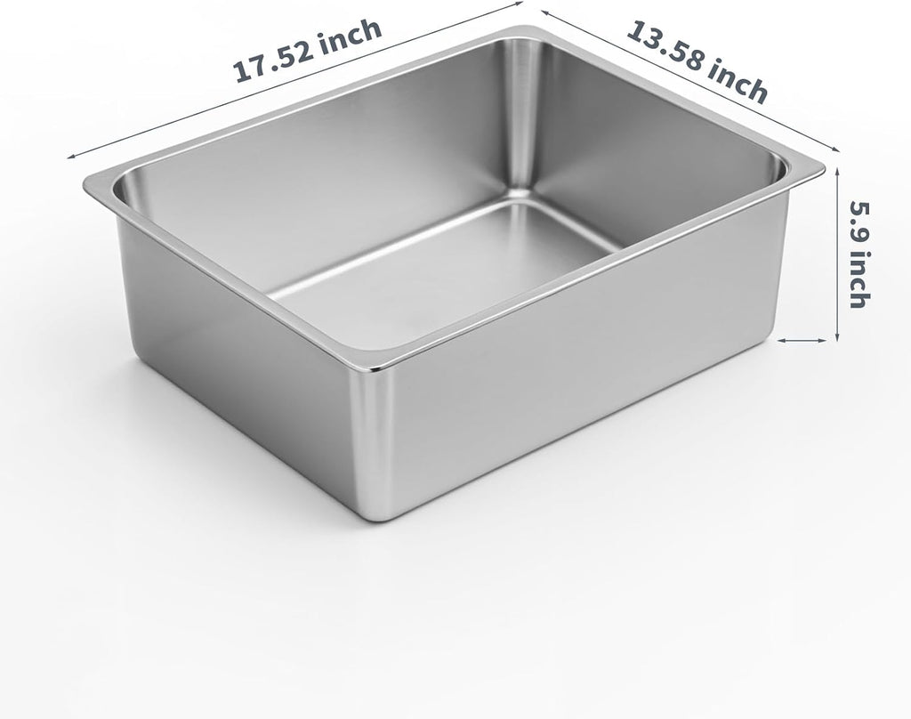 Large High-Sided Stainless Steel Cat Litter Pan