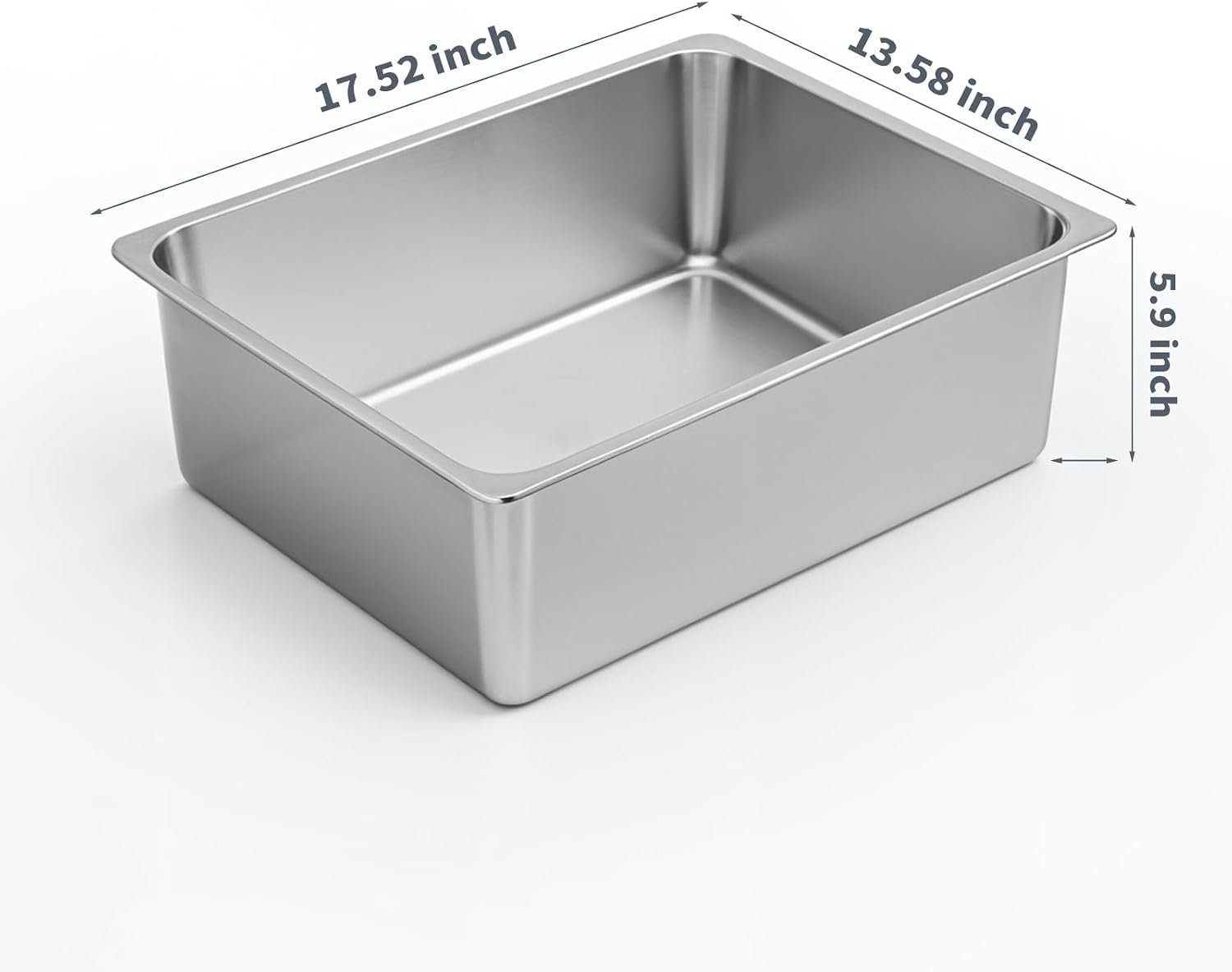 Large High-Sided Stainless Steel Cat Litter Pan