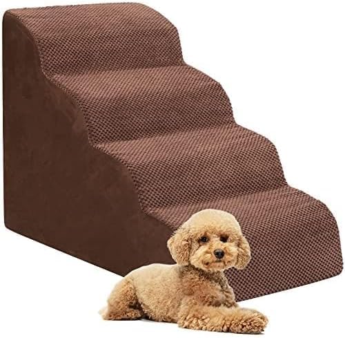 3-Step Dog Stairs for Small Dogs – Soft Foam Pet Steps for Bed & Couch