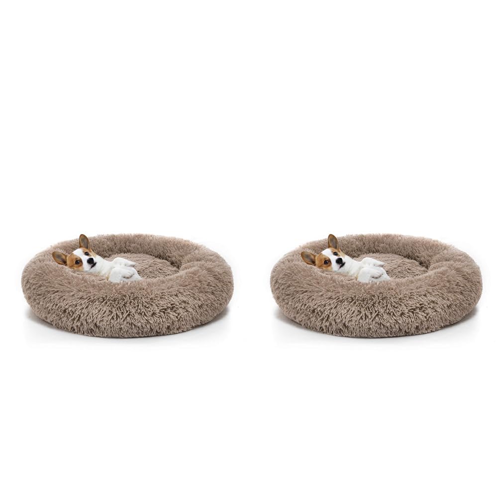 23" Round Donut Dog Bed – Plush Washable Pet Bed for Dogs & Cats