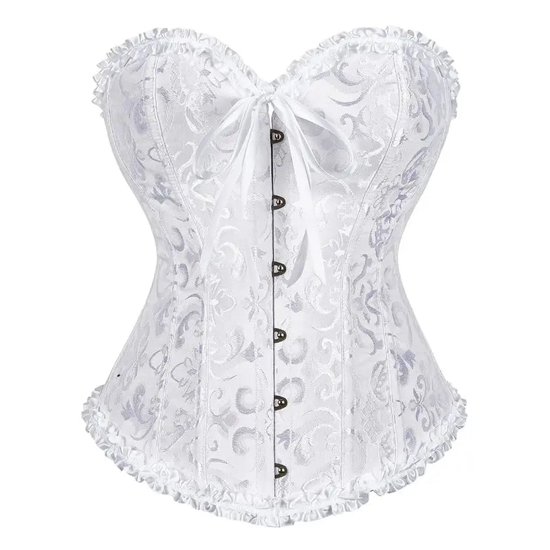 Overbust Corset Top Floral Renaissance Womens Lace Up Boned Overbust Corset Bustier.