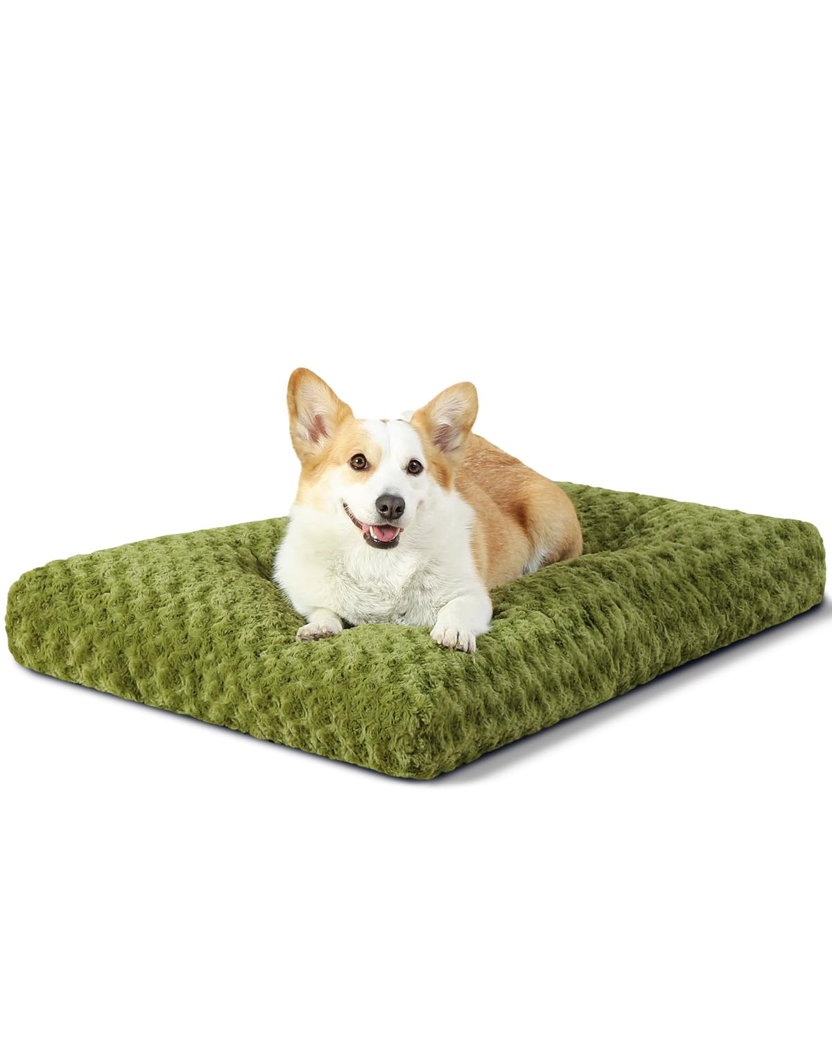 41" Washable Large Dog Bed – Soft Plush Crate Mat with Non-Slip Bottom, Gray