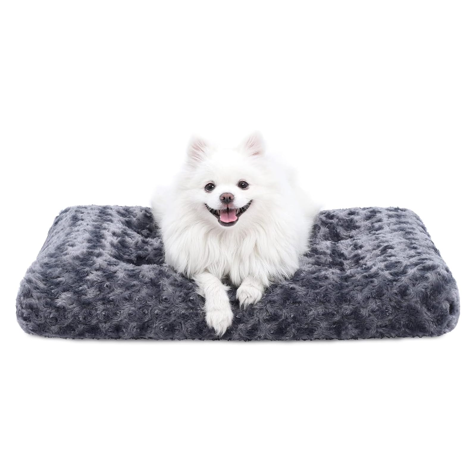 41" Washable Large Dog Bed – Soft Plush Crate Mat with Non-Slip Bottom, Gray