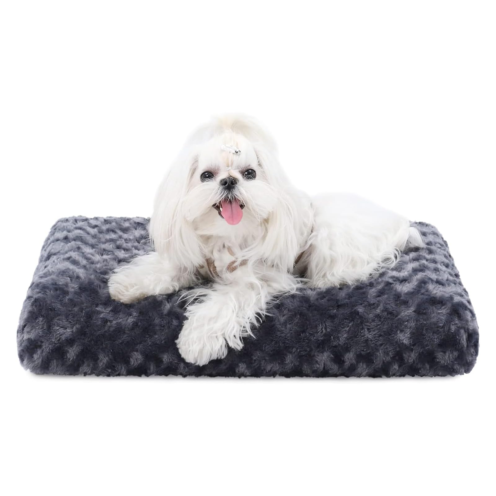 41" Washable Large Dog Bed – Soft Plush Crate Mat with Non-Slip Bottom, Gray