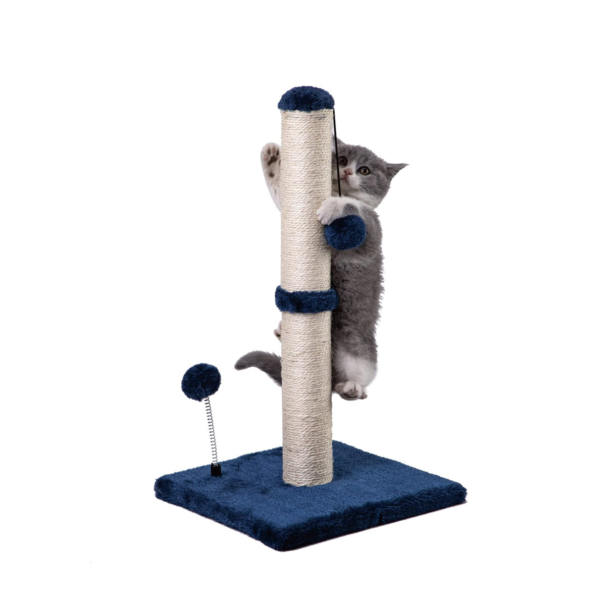 Cat Scratching Post for Kittens – Sisal Scratcher with Hanging Ball, Beige