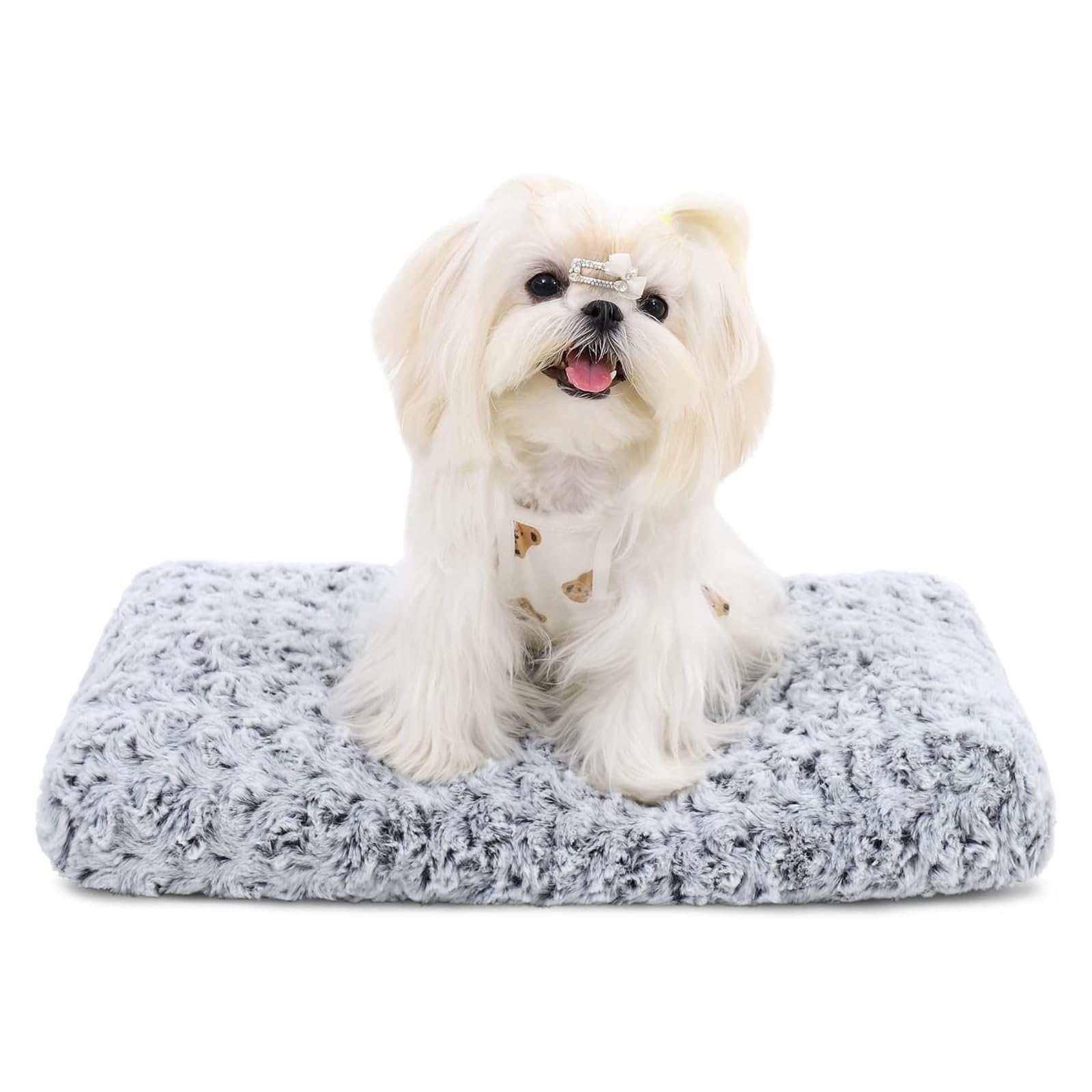 41" Washable Large Dog Bed – Soft Plush Crate Mat with Non-Slip Bottom, Gray