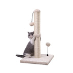 34" Tall Cat Scratching Post with Hanging Ball – Sisal Scratcher for Indoor Cats, Beige