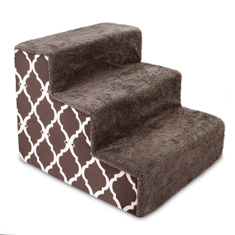 4-Step Dog Stairs for Small Dogs & Cats – 18" Foam Pet Steps for Bed & Couch