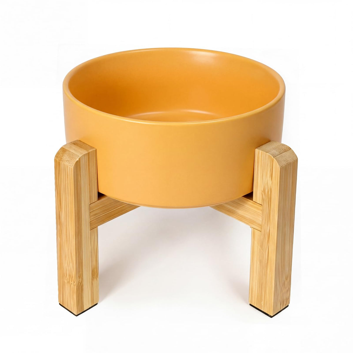 Elevated Ceramic Pet Bowl with Reversible Bamboo Stand – for Cats & Small Dogs