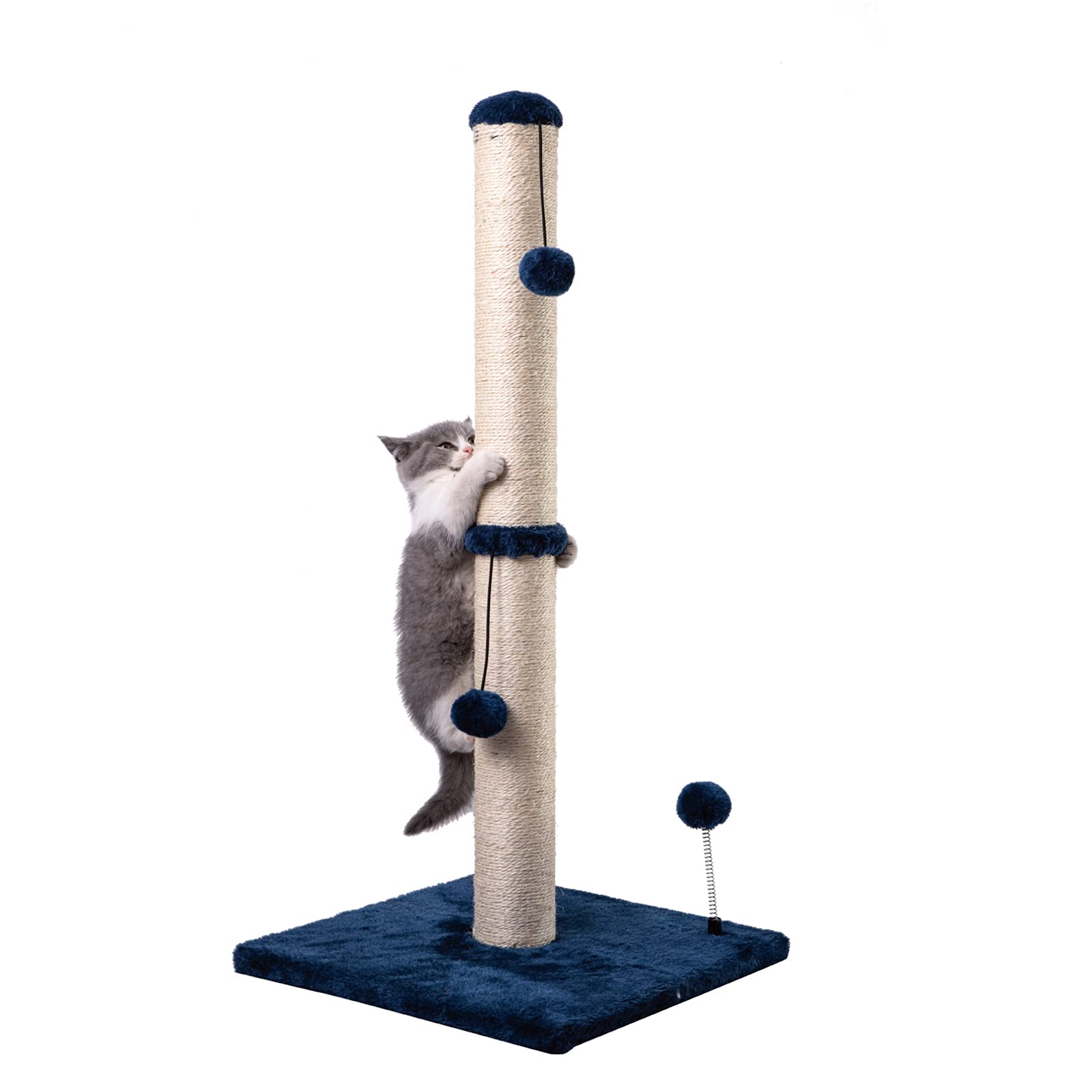 Cat Scratching Post for Kittens – Sisal Scratcher with Hanging Ball, Beige