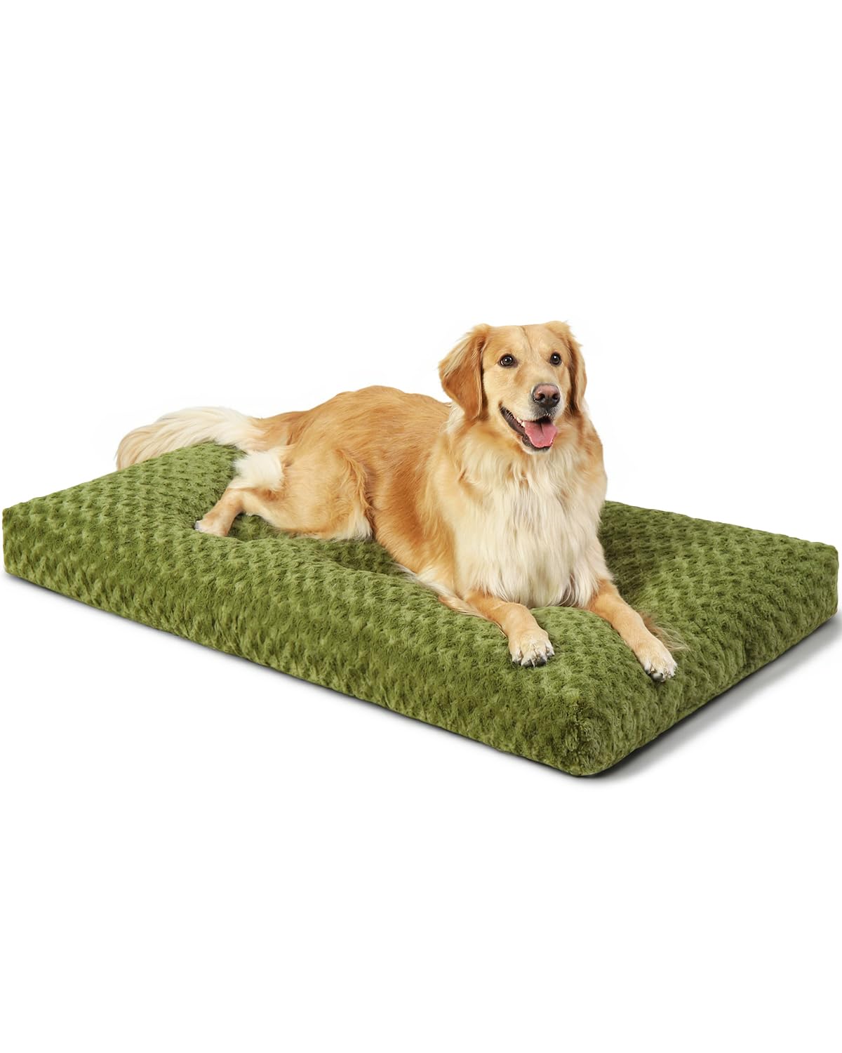 41" Washable Large Dog Bed – Soft Plush Crate Mat with Non-Slip Bottom, Gray