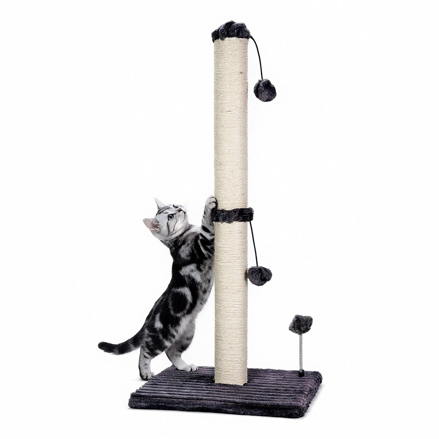 Cat Scratching Post for Kittens – Sisal Scratcher with Hanging Ball, Beige