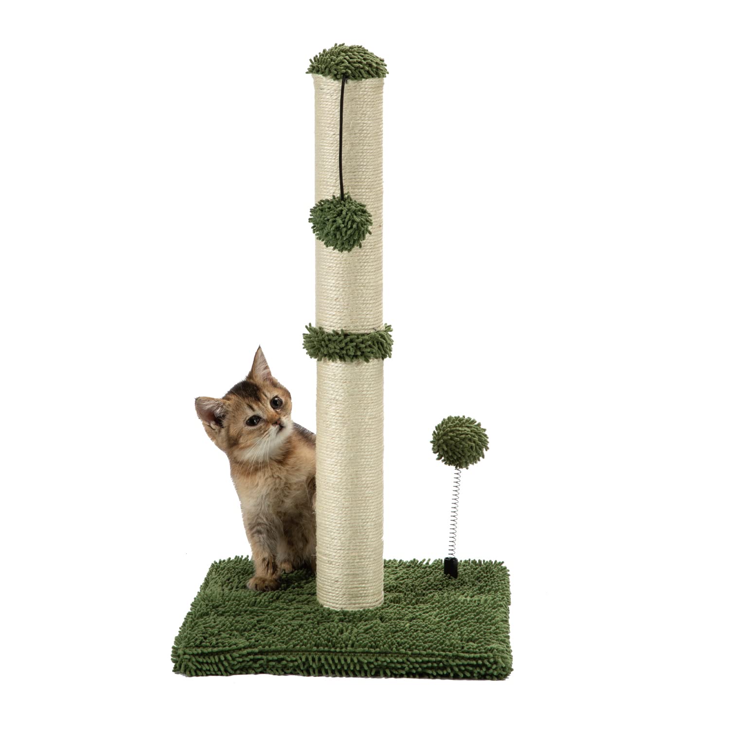 Cat Scratching Post for Kittens – Sisal Scratcher with Hanging Ball, Beige