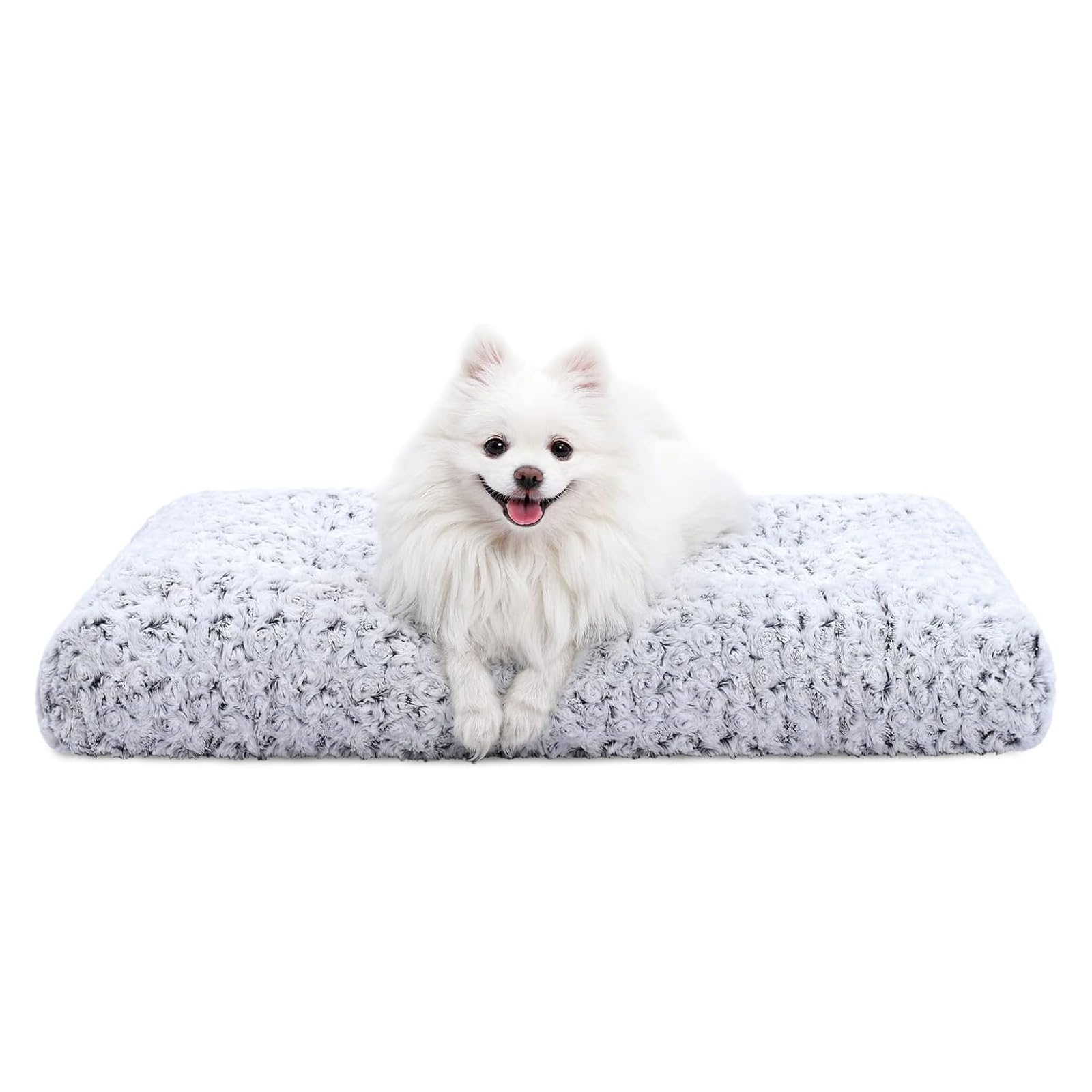 41" Washable Large Dog Bed – Soft Plush Crate Mat with Non-Slip Bottom, Gray