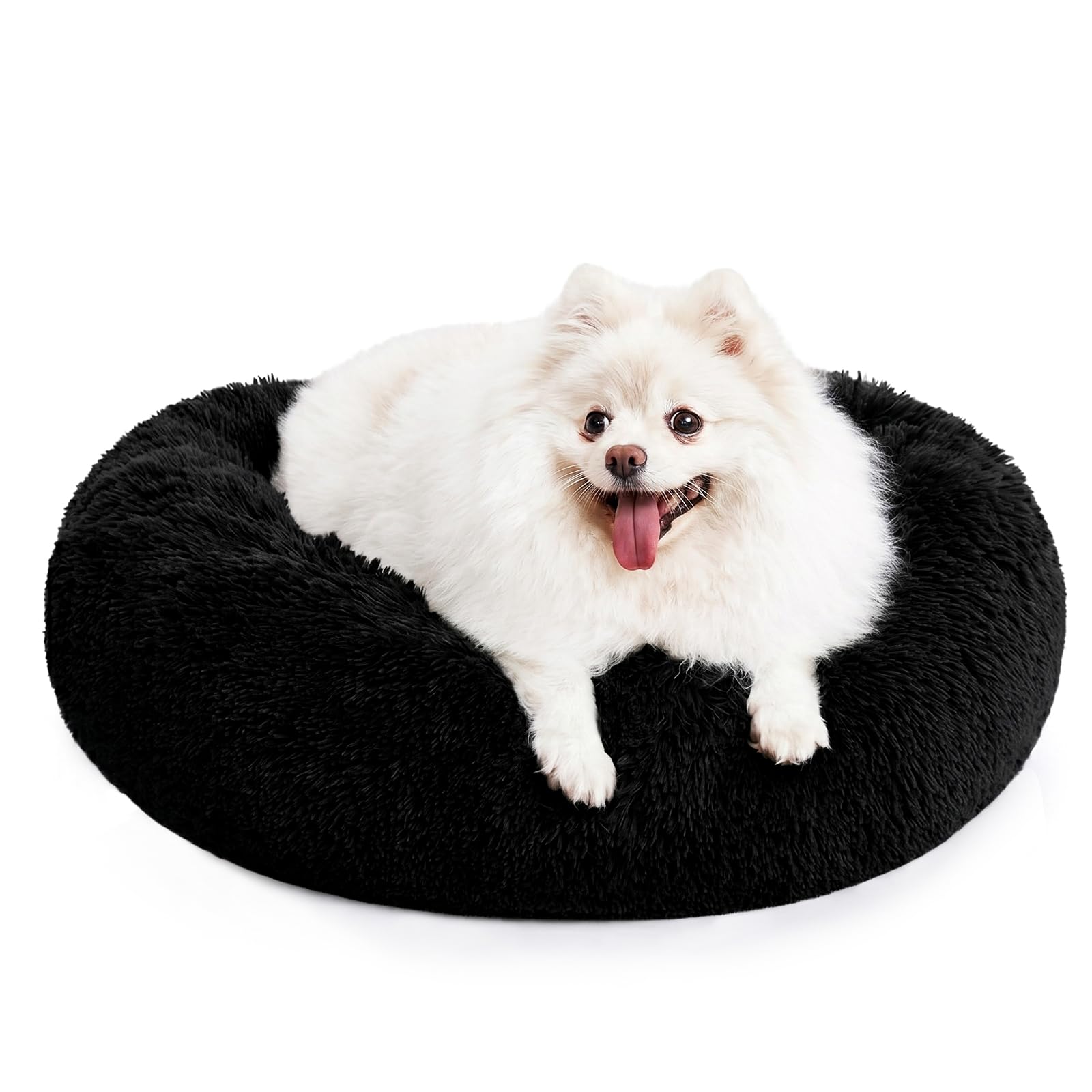23" Round Donut Dog Bed – Plush Washable Pet Bed for Dogs & Cats