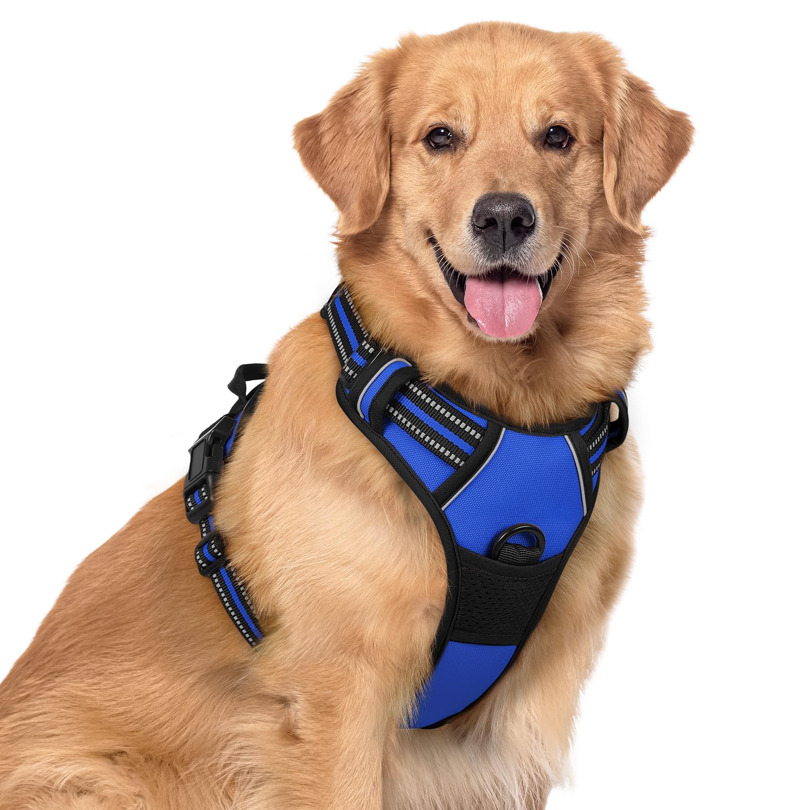 No Pull Dog Harness for Large Dogs – Adjustable Pet Vest with 2 Leash Clips