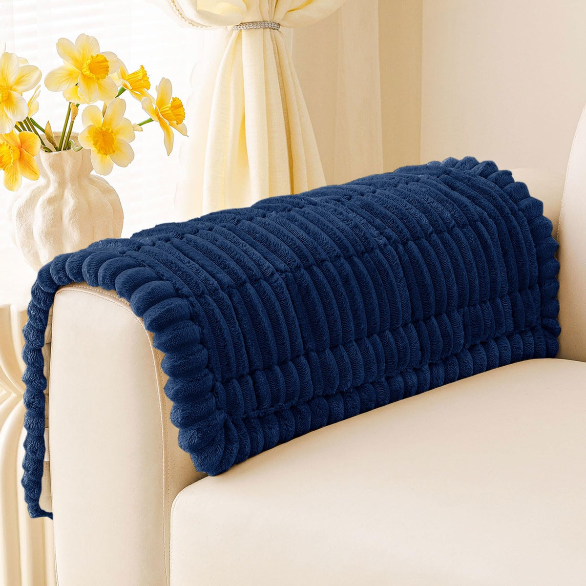 Plush Ribbed Pet Couch Cover
