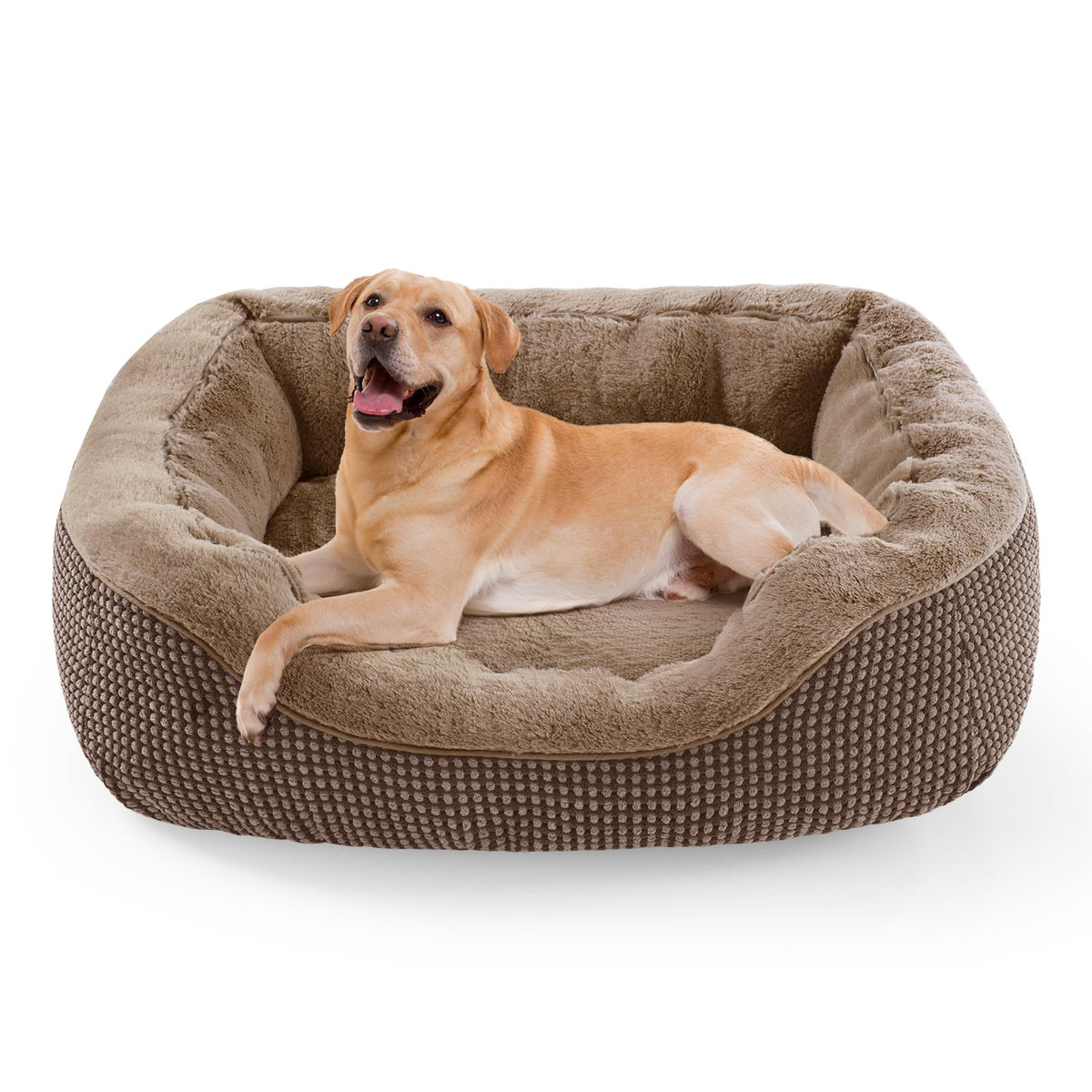 20" Small Dog & Cat Bed – Washable Soft Bolster Pet Bed with Non-Slip Bottom