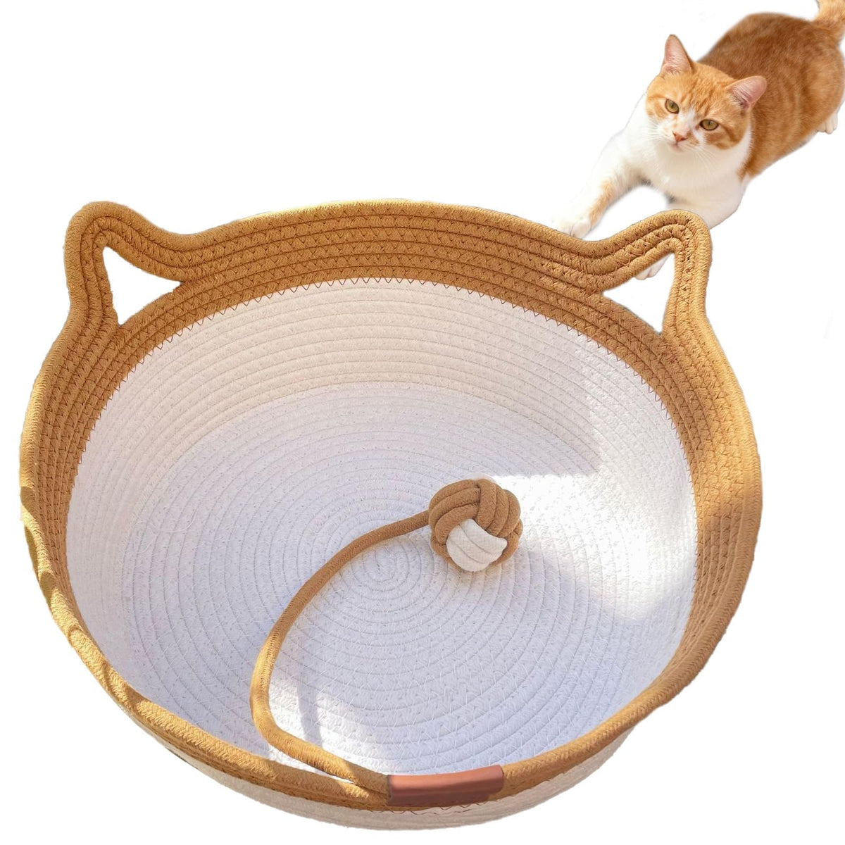 Large Handwoven Cat Basket Bed – Natural Fiber Woven Bed for Indoor Cats
