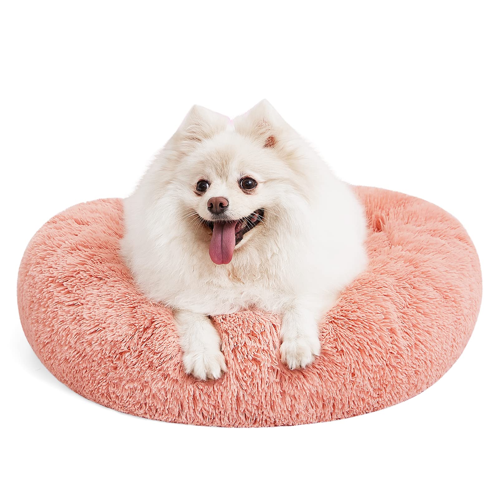 23" Round Donut Dog Bed – Plush Washable Pet Bed for Dogs & Cats