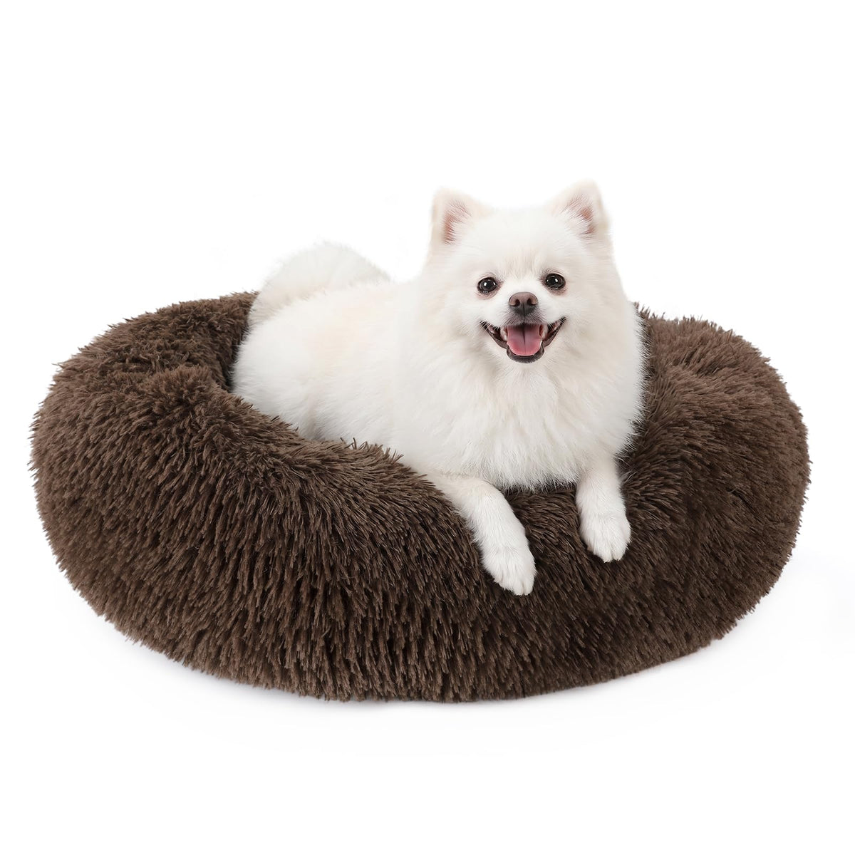 23" Round Donut Dog Bed – Plush Washable Pet Bed for Dogs & Cats