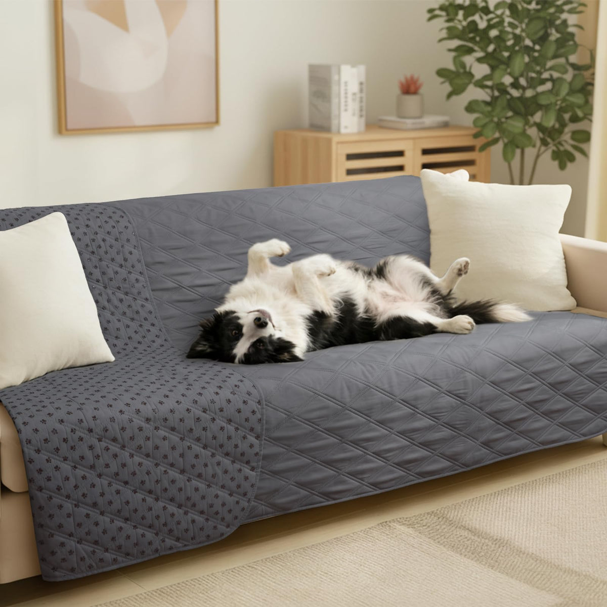 Quilted Pet Couch Protector with Non-Slip Back