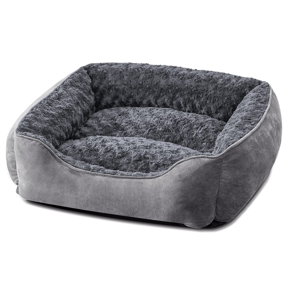 Washable Rectangle Dog Bed – Soft Bolster Sofa Bed with Non-Slip Bottom, Beige