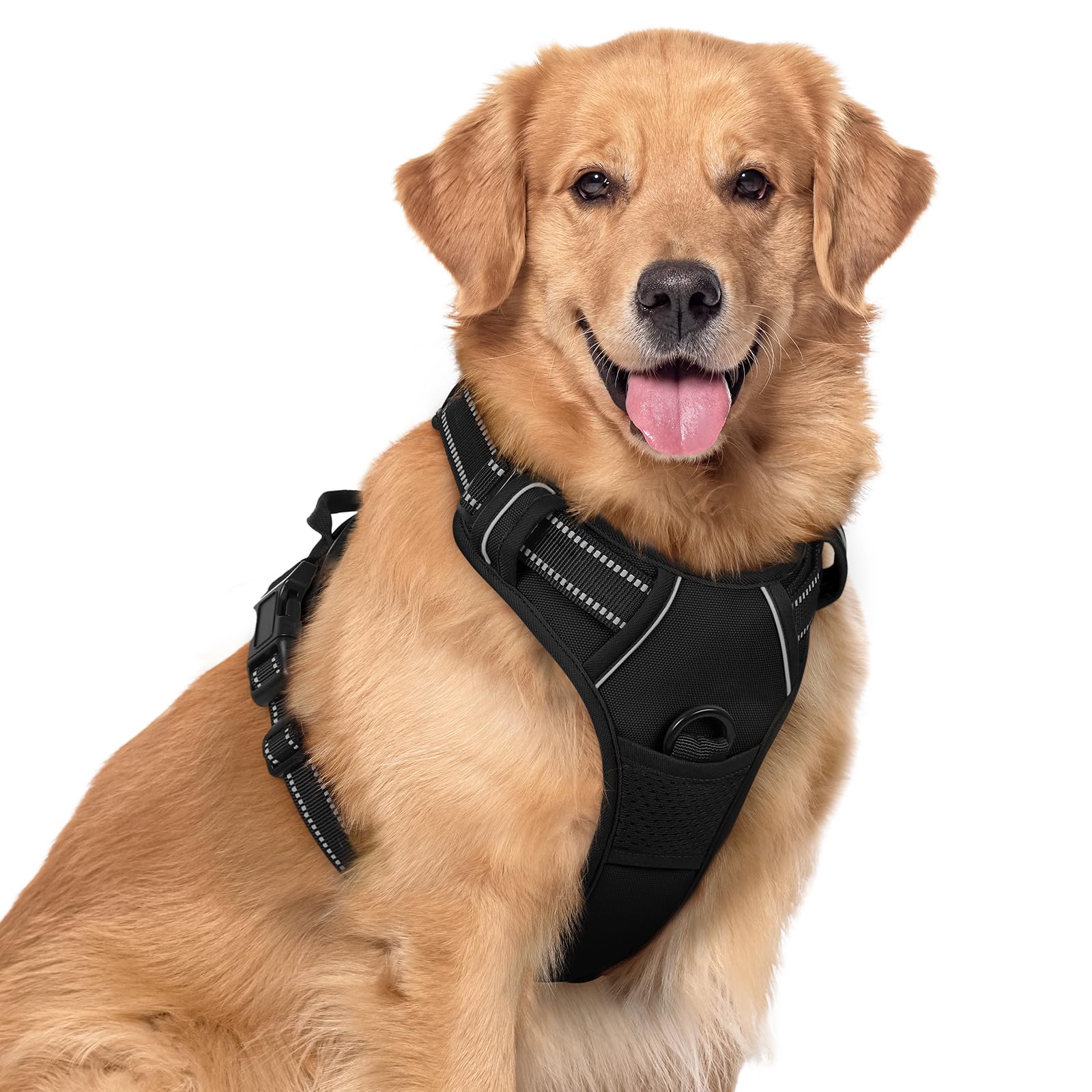 No Pull Dog Harness for Large Dogs – Adjustable Pet Vest with 2 Leash Clips