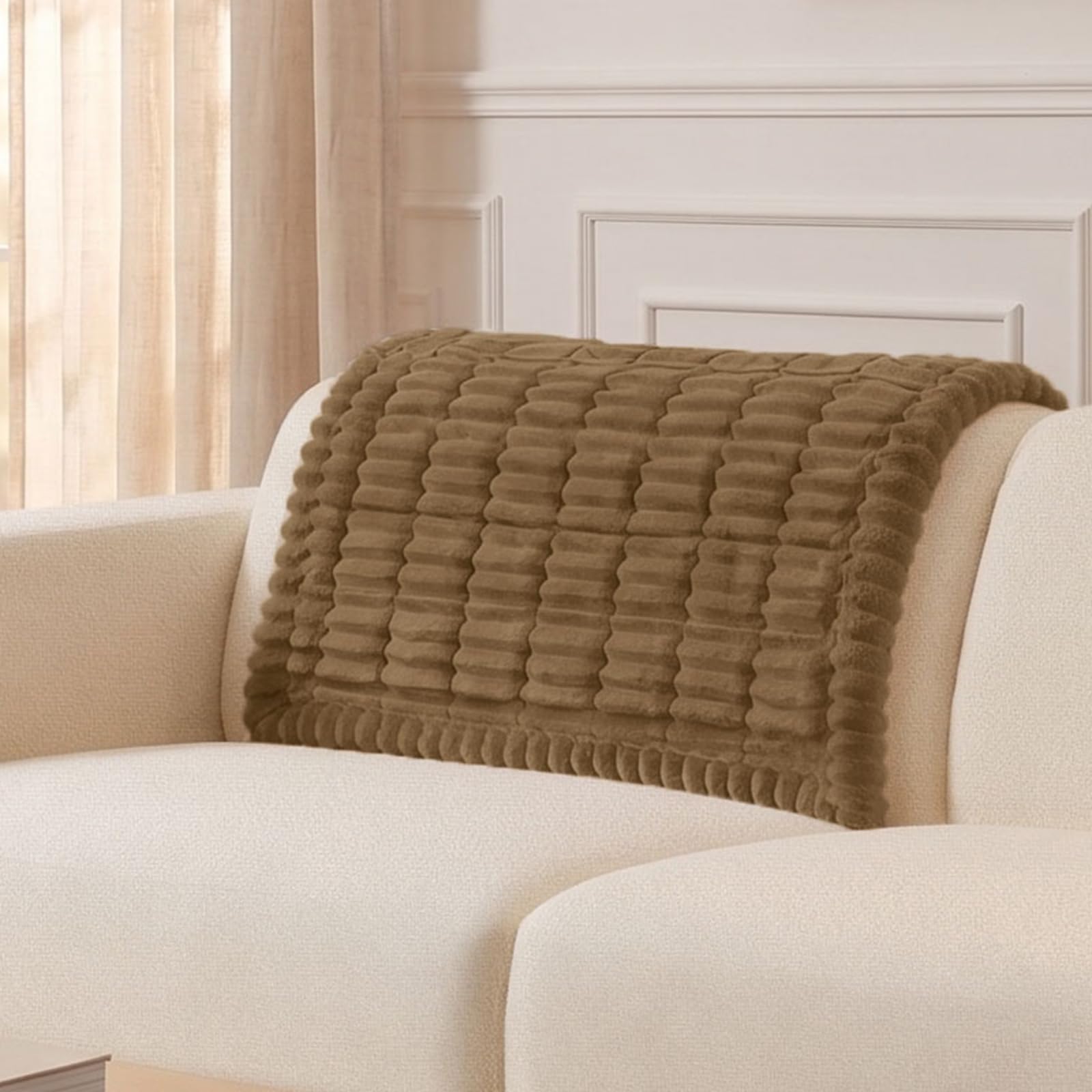Plush Ribbed Pet Couch Cover