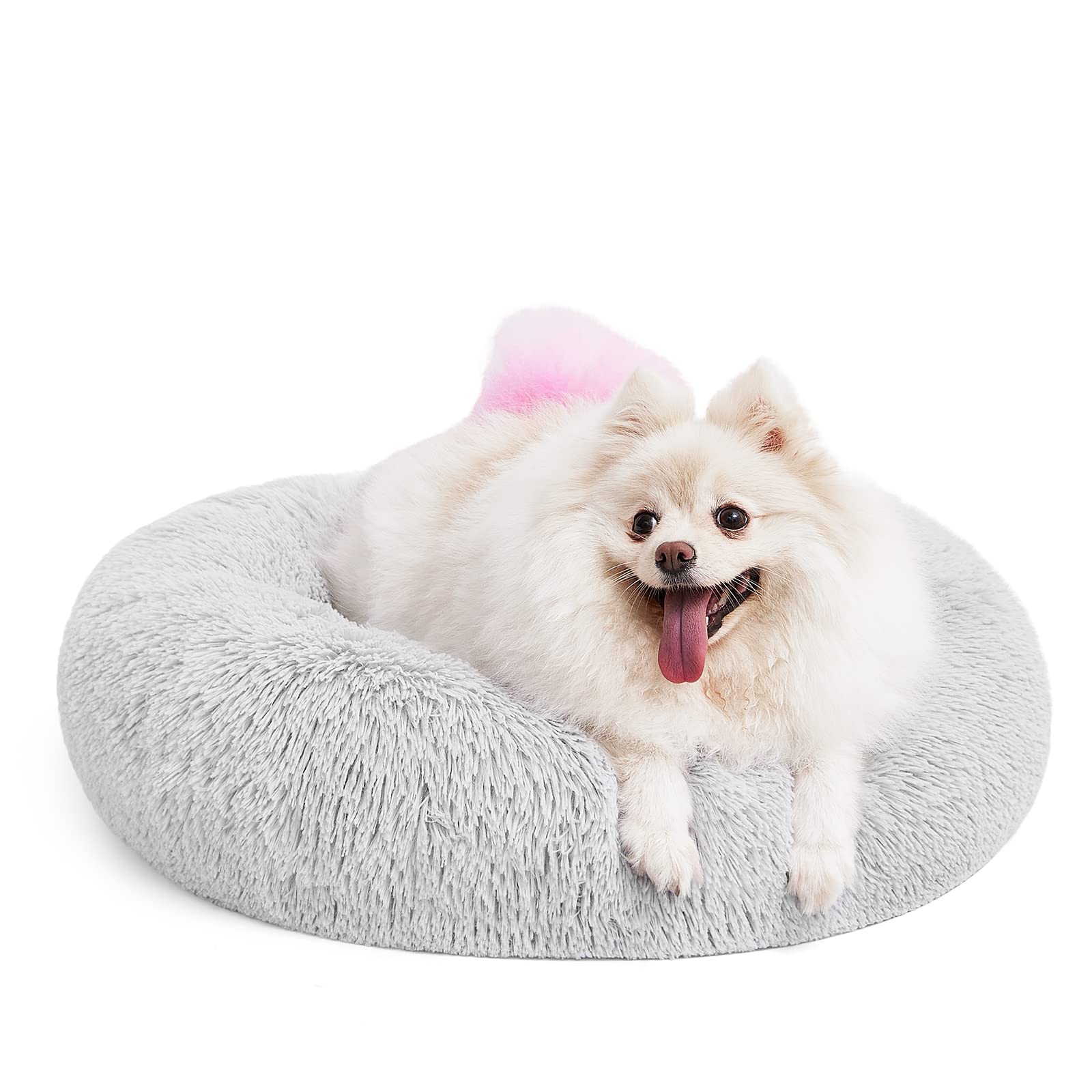 23" Round Donut Dog Bed – Plush Washable Pet Bed for Dogs & Cats