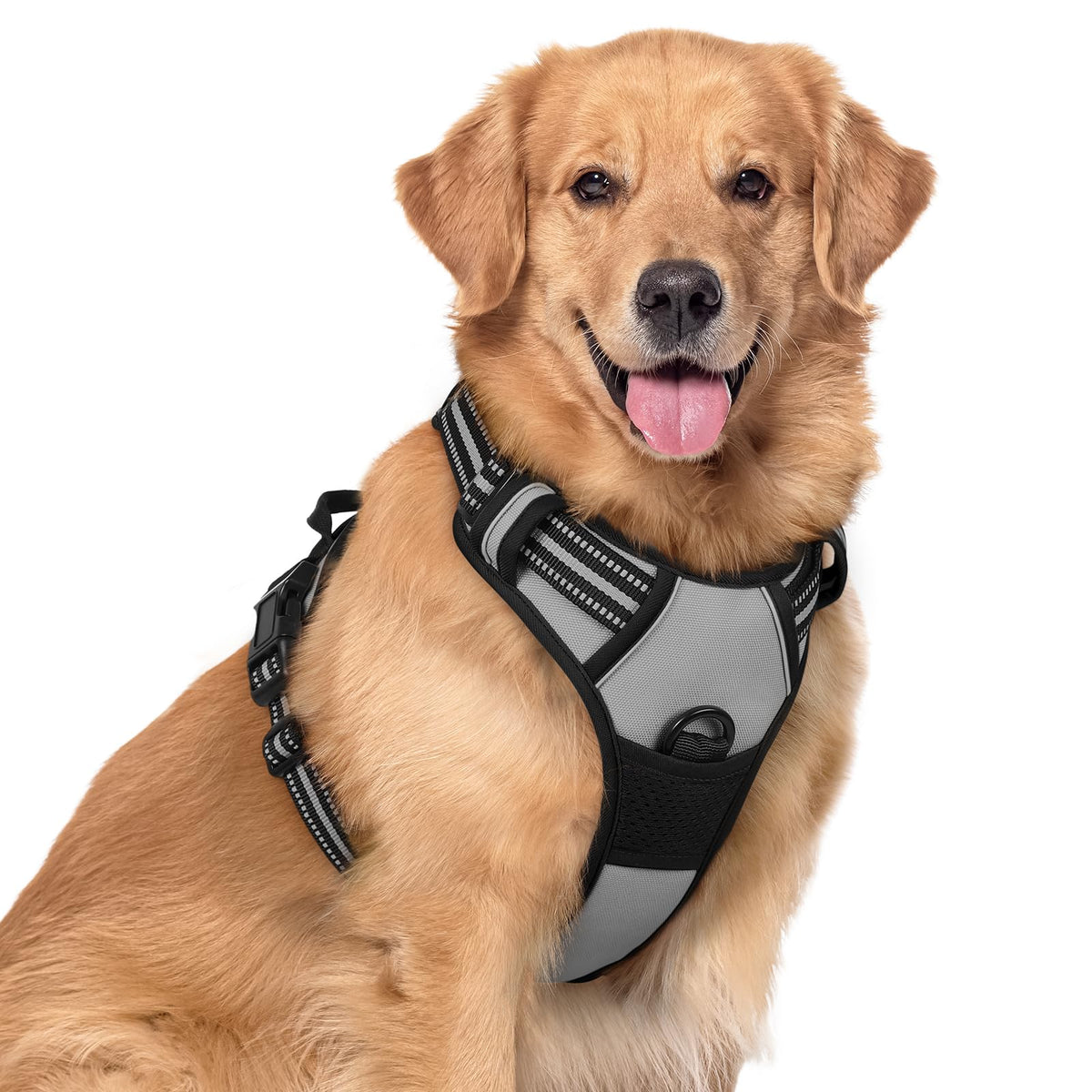No Pull Dog Harness for Large Dogs – Adjustable Pet Vest with 2 Leash Clips