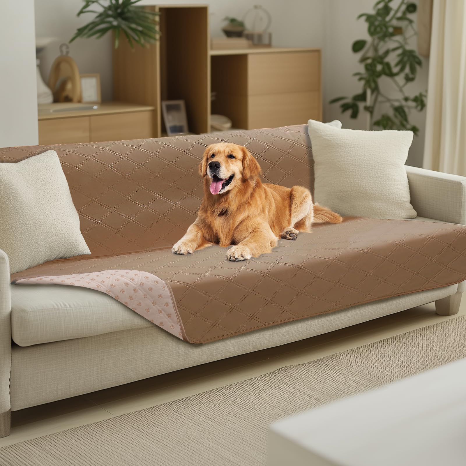 Quilted Pet Couch Protector with Non-Slip Back