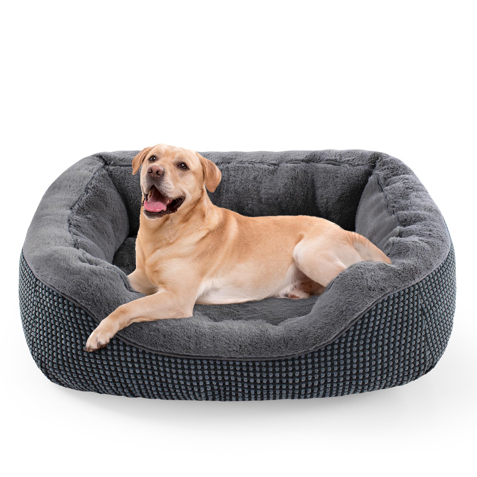 Medium Dog Bed with Raised Sides – 30" x 24" Washable Pet Bed