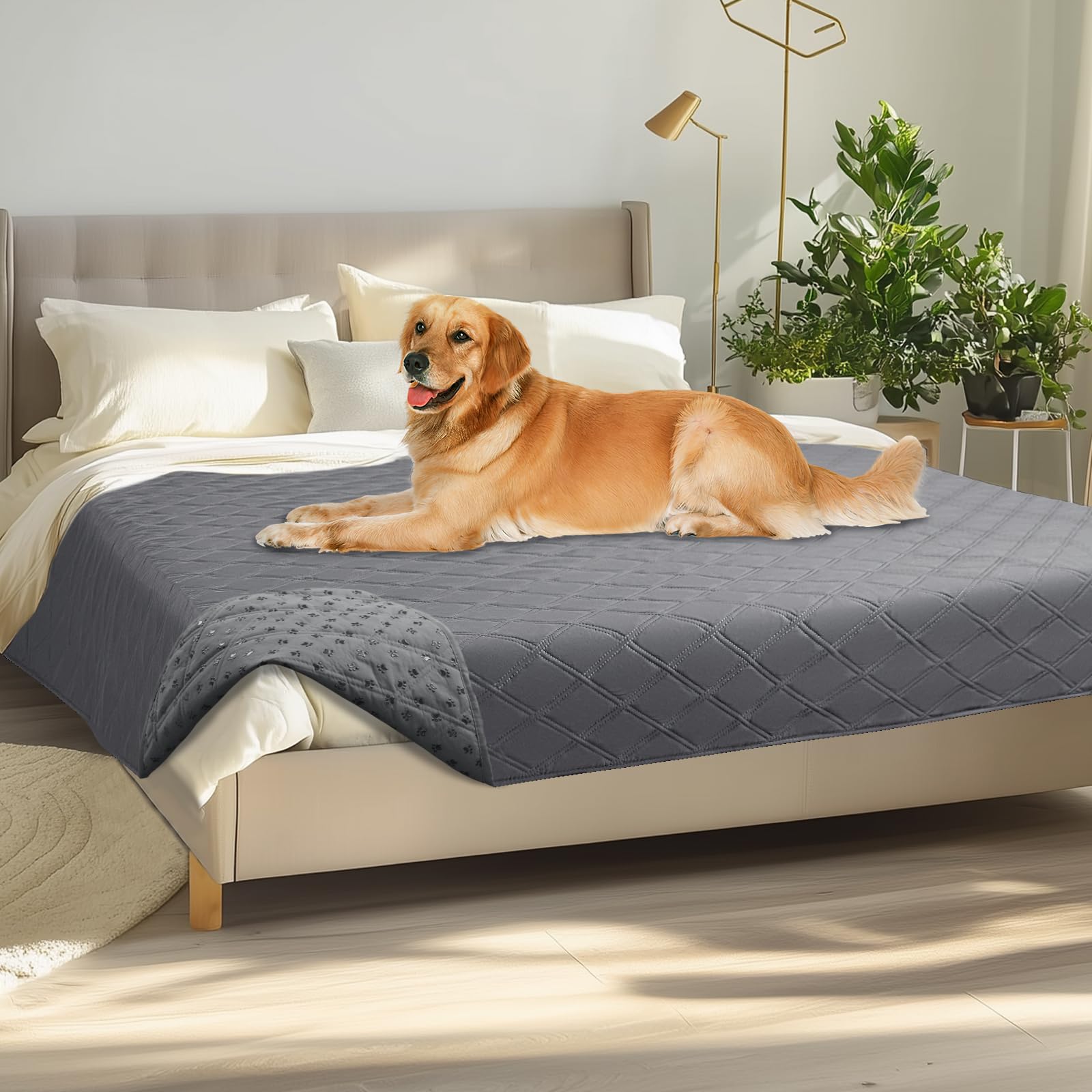 Quilted Pet Couch Protector with Non-Slip Back